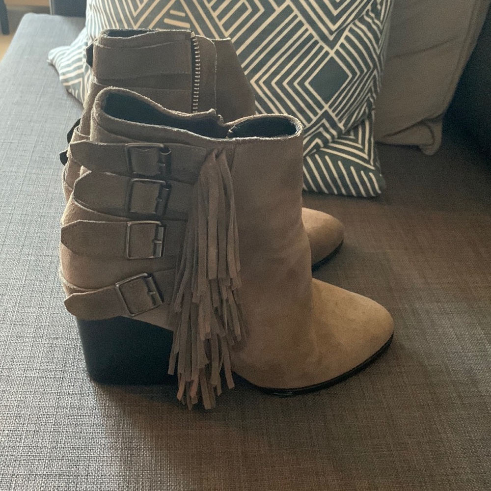 The Kooples fringe boots.  Purchased in Paris!